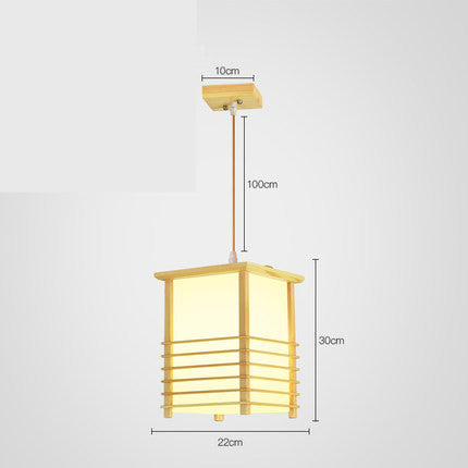 Wooden Tatami-Style LED Chandelier – 20–24×28–43 cm Pendant (Homestay & Tea Room) – Duvencioglu