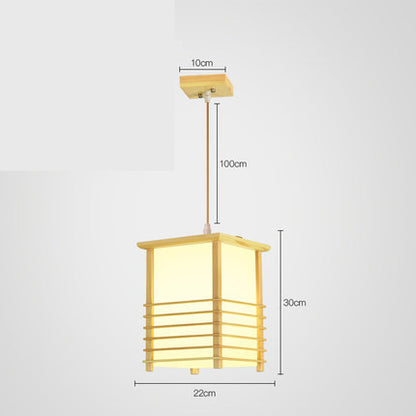 Wooden Tatami-Style LED Chandelier – 20–24×28–43 cm Pendant (Homestay & Tea Room) – Duvencioglu