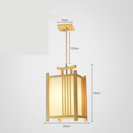 Wooden Tatami-Style LED Chandelier – 20–24×28–43 cm Pendant (Homestay & Tea Room) – Duvencioglu