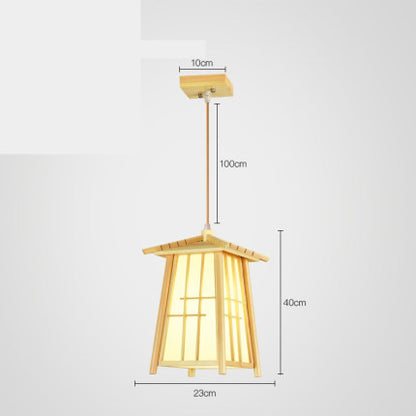 Wooden Tatami-Style LED Chandelier – 20–24×28–43 cm Pendant (Homestay & Tea Room) – Duvencioglu