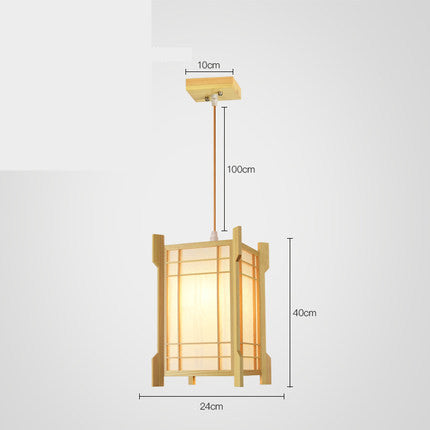 Wooden Tatami-Style LED Chandelier – 20–24×28–43 cm Pendant (Homestay & Tea Room) – Duvencioglu