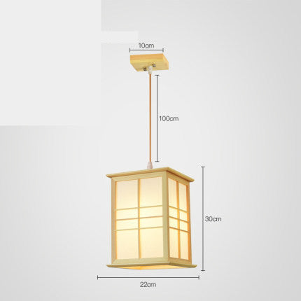 Wooden Tatami-Style LED Chandelier – 20–24×28–43 cm Pendant (Homestay & Tea Room) – Duvencioglu