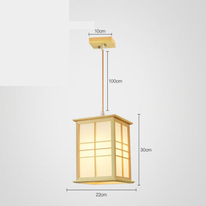Wooden Tatami-Style LED Chandelier – 20–24×28–43 cm Pendant (Homestay & Tea Room) – Duvencioglu