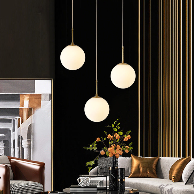 All-Copper Glass Single-Head Bedside Chandelier – Small Pendant (15–40 cm) – Duvencioglu