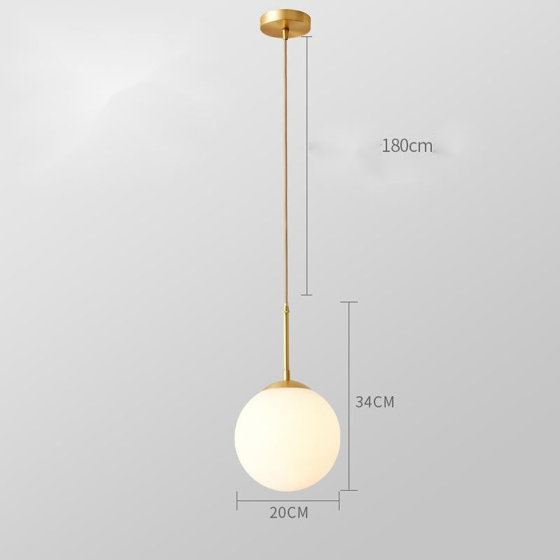All-Copper Glass Single-Head Bedside Chandelier – Small Pendant (15–40 cm) – Duvencioglu