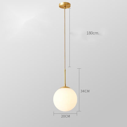 All-Copper Glass Single-Head Bedside Chandelier – Small Pendant (15–40 cm) – Duvencioglu