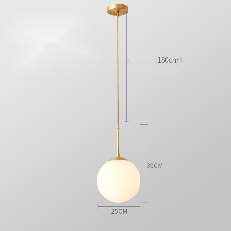 All-Copper Glass Single-Head Bedside Chandelier – Small Pendant (15–40 cm) – Duvencioglu