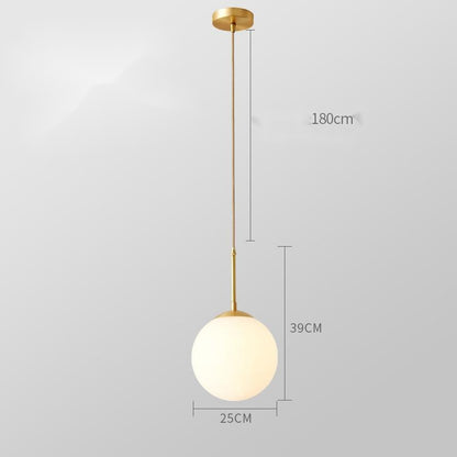 All-Copper Glass Single-Head Bedside Chandelier – Small Pendant (15–40 cm) – Duvencioglu