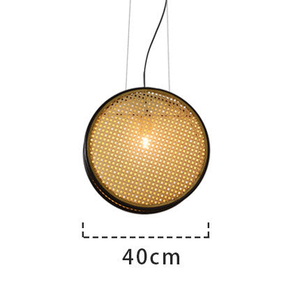 Creative Retro Rattan LED Chandelier – 30 cm & 40 cm Black-Iron Pendant – Duvencioglu