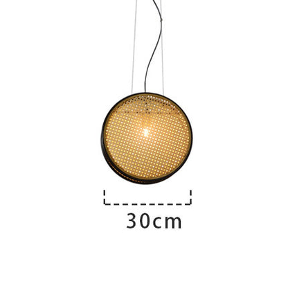 Creative Retro Rattan LED Chandelier – 30 cm & 40 cm Black-Iron Pendant – Duvencioglu