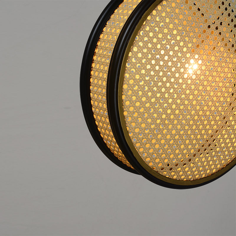 Creative Retro Rattan LED Chandelier – 30 cm & 40 cm Black-Iron Pendant – Duvencioglu