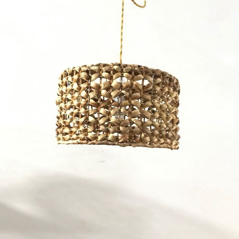Pastoral Rattan-Style LED Chandelier – 444 mm Bamboo Pendant – Duvencioglu