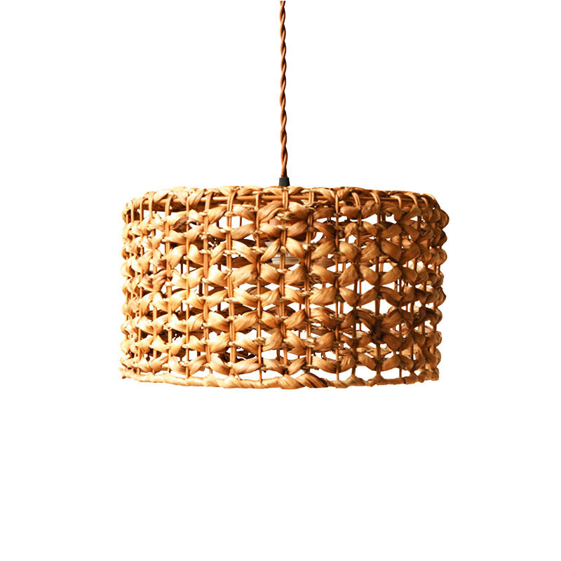 Pastoral Rattan-Style LED Chandelier – 444 mm Bamboo Pendant – Duvencioglu