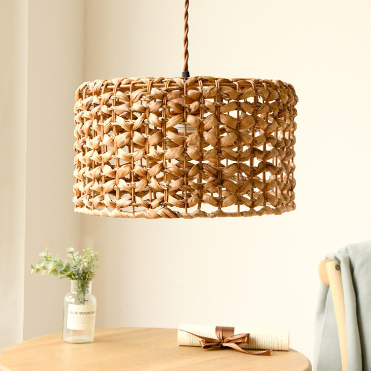 Pastoral Rattan-Style LED Chandelier – 444 mm Bamboo Pendant – Duvencioglu