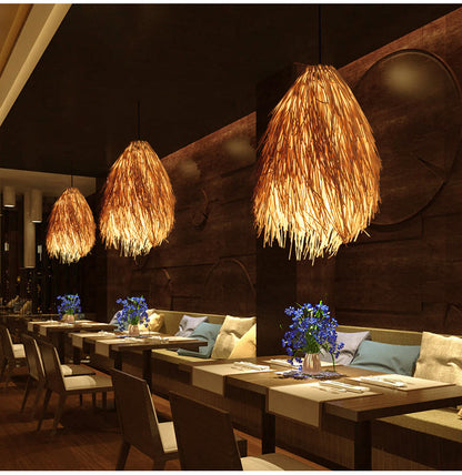 Idyllic Pinecone Rattan LED Chandelier – 300 mm Pendant – Duvencioglu
