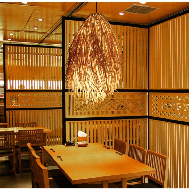 Idyllic Pinecone Rattan LED Chandelier – 300 mm Pendant – Duvencioglu