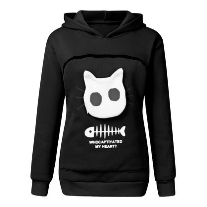 Women's Pet Holder Hoodie Sweatshirt - Cat & Small Dog Carrier Pocket Sweater – Duvencioglu