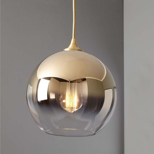 Gradient Glass Ball Chandelier – 15/20/25/30 cm LED Pendant (Gold, Rose Gold & Silver) – Duvencioglu