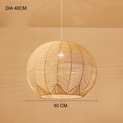 Japanese Zen Rattan Chandelier – 30 cm & 40 cm Designer Pendant – Duvencioglu