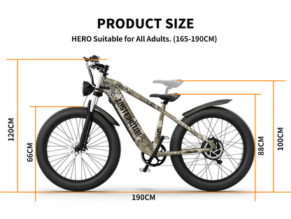 Conquer Any Trail: 26" Fat Tire Electric Bike with 1000W Motor & 52V Battery – Duvencioglu