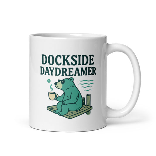 Dockside Daydreamer Mug – Relaxing Bear Coffee Cup, Coastal Chill Gift – Duvencioglu