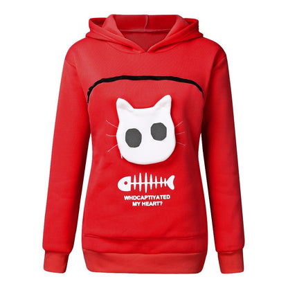 Women's Pet Holder Hoodie Sweatshirt - Cat & Small Dog Carrier Pocket Sweater – Duvencioglu
