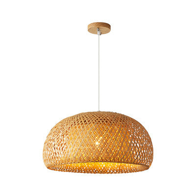 Bamboo-Woven Pastoral LED Chandelier – Ø180×300 mm Japanese Pendant – Duvencioglu