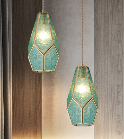 Nordic Brass Bay Window Glass LED Chandelier – Small Fish-Line Pendant Light – Duvencioglu