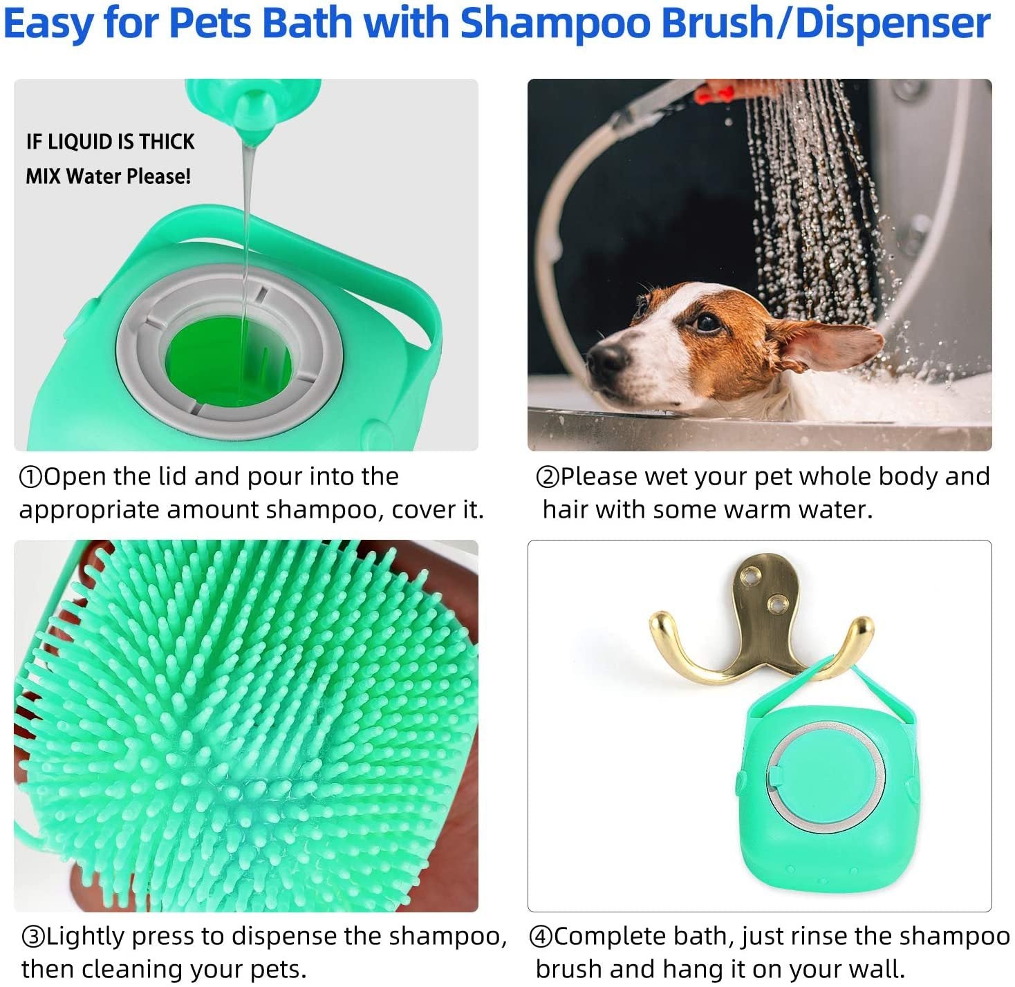 2-in-1 Pet Shampoo Massager Brush - Silicone Grooming Scrubber – Duvencioglu