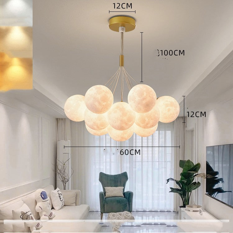 Nordic Moon Bubble LED Chandelier – 10–15 Lights, 41–50 W Neutral White Pendant – Duvencioglu
