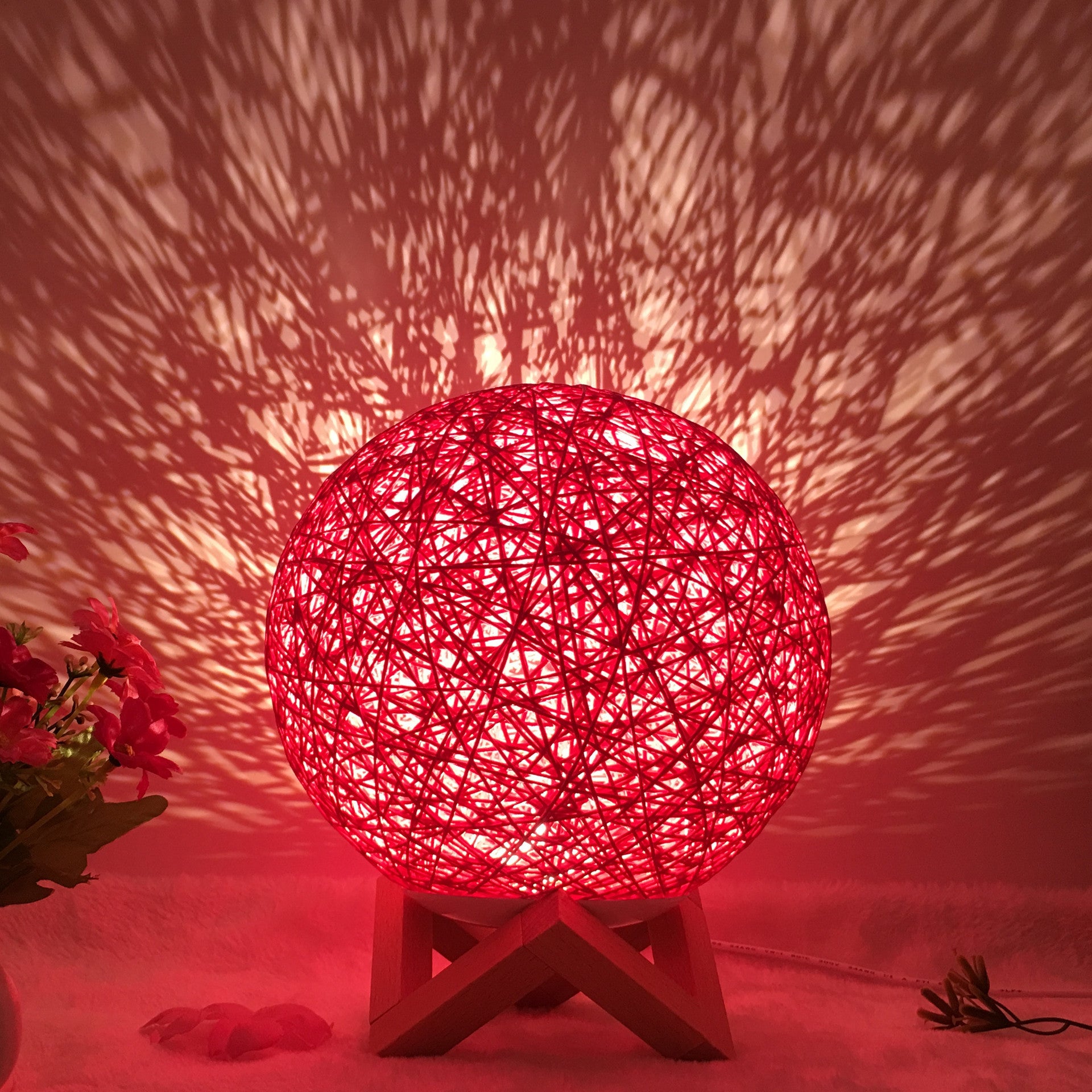 Creative Linen & Rattan Ball Table Lamp with Remote Control – Duvencioglu