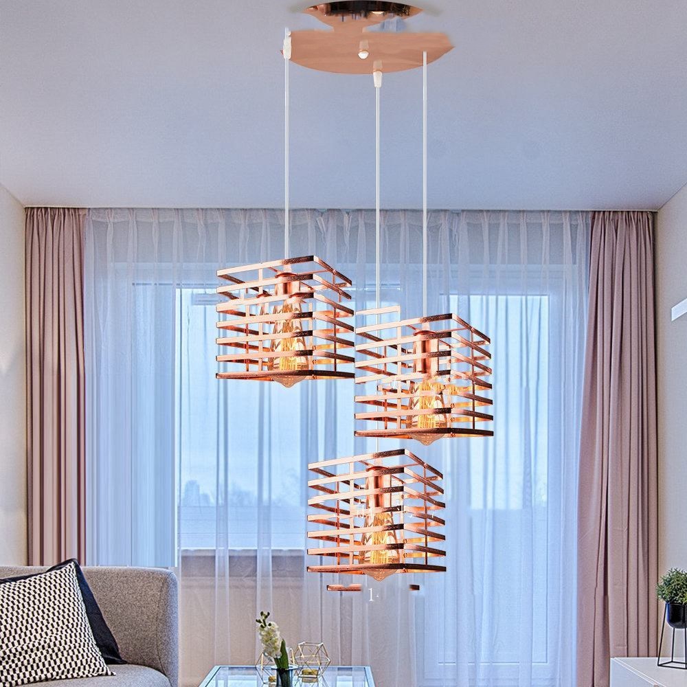 European 3D Iron LED Chandelier – 16×16 cm Pendant (1–3 Heads) – Duvencioglu