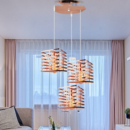 European 3D Iron LED Chandelier – 16×16 cm Pendant (1–3 Heads) – Duvencioglu