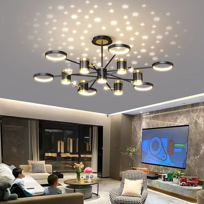 Stellar Nordic Iron LED Chandelier – Remote & Voice-Control Pendant, 1000 mm – Duvencioglu