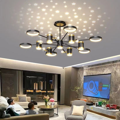 Stellar Nordic Iron LED Chandelier – Remote & Voice-Control Pendant, 1000 mm – Duvencioglu