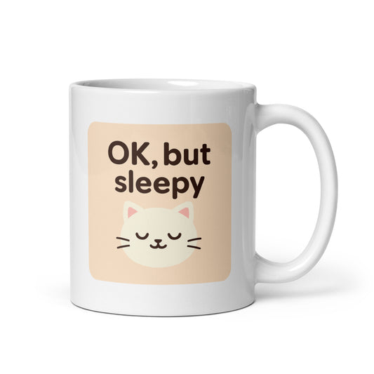 OK, But Sleepy Cat Mug – Kawaii Minimalist Cat Design for Cozy Mornings-Duvencioglu