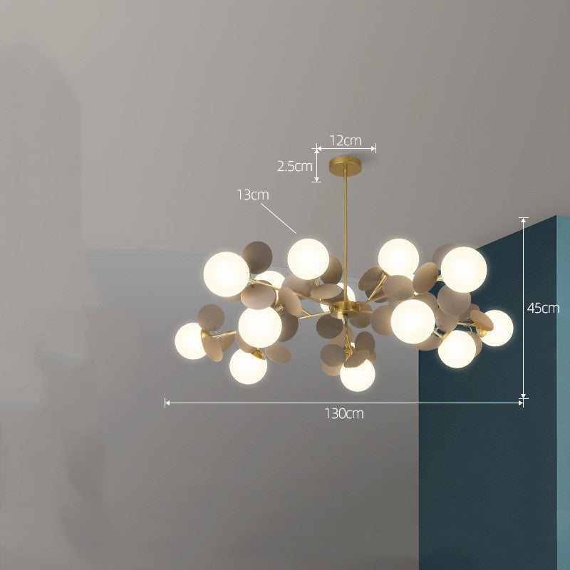 Nordic Minimalist Metal & Glass Chandelier – E27 Pendant Light (White/Grey/Color) – Duvencioglu