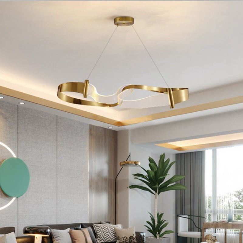 Light-Luxury Streamer LED Chandelier – 60 cm & 80 cm Iron Pendant – Duvencioglu