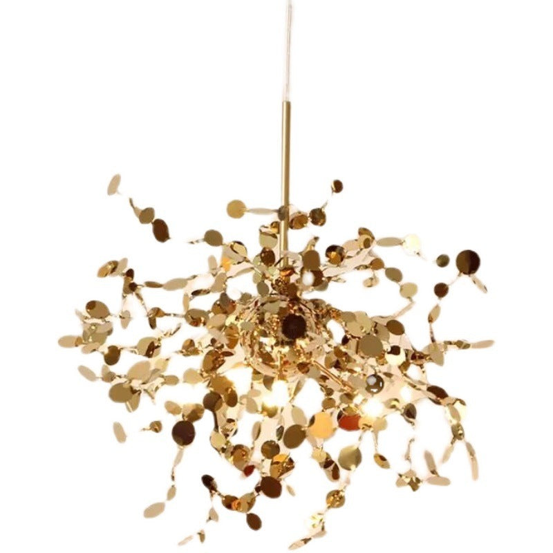 Leaf-Branch Stainless-Steel LED Chandelier – 500 mm Nordic Pendant – Duvencioglu