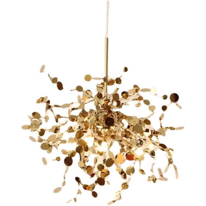 Leaf-Branch Stainless-Steel LED Chandelier – 500 mm Nordic Pendant – Duvencioglu