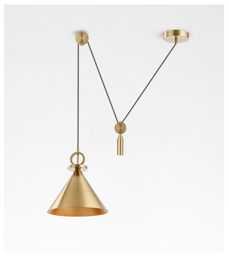 Retractable Brass LED Pendant – 300 mm Zinc-Alloy Chandelier – Duvencioglu