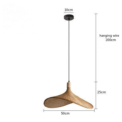 Japanese-Style Bamboo Rattan Chandelier – 30 cm LED Pendant – Duvencioglu