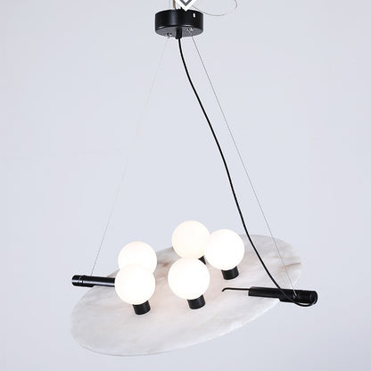 Post-Modern 5-Light Marble Chandelier – Luxurious Bedroom Pendant – Duvencioglu