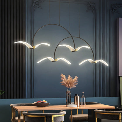 Modern Minimalist Seagull LED Chandelier – 2-Head (16W) & 4-Head (35W) Iron Pendant – Duvencioglu