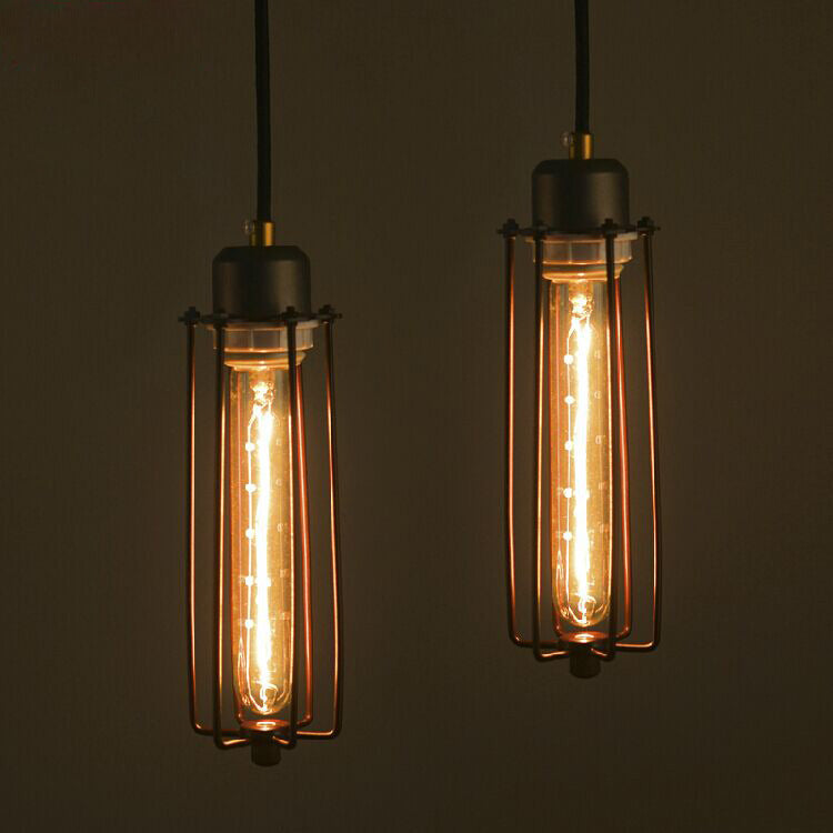 Retro Wrought-Iron Wire-Cage Chandelier – 12×140 cm Pendant – Duvencioglu