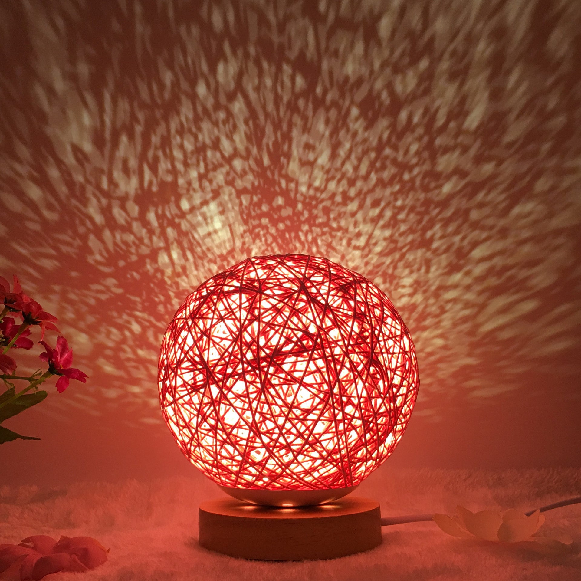 Creative Linen & Rattan Ball Table Lamp with Remote Control – Duvencioglu