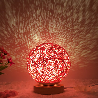 Creative Linen & Rattan Ball Table Lamp with Remote Control – Duvencioglu