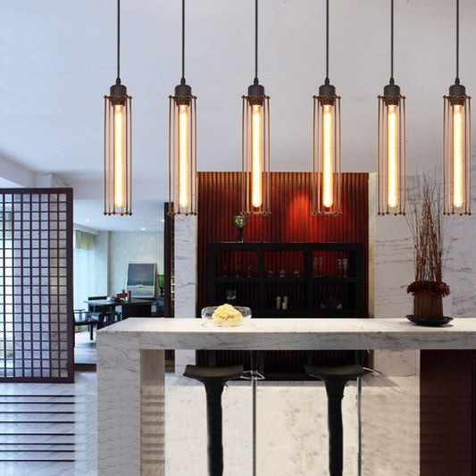 Retro Wrought-Iron Wire-Cage Chandelier – 12×140 cm Pendant – Duvencioglu