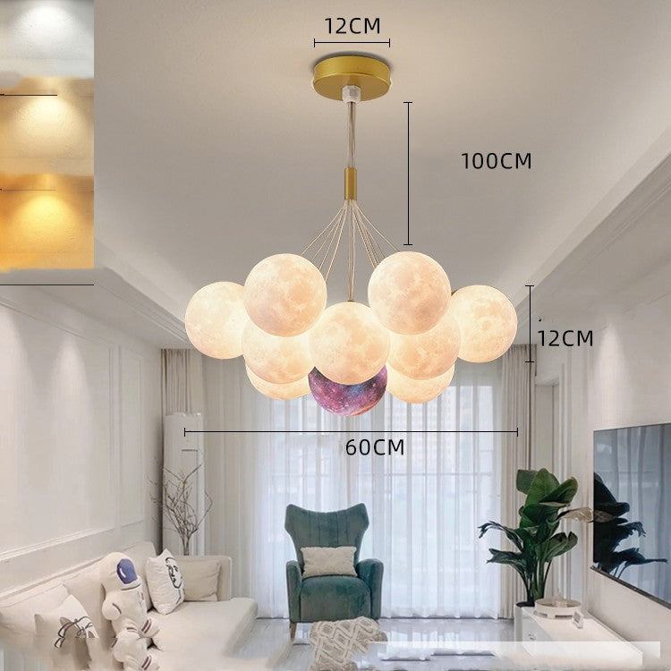 Nordic Moon Bubble LED Chandelier – 10–15 Lights, 41–50 W Neutral White Pendant – Duvencioglu