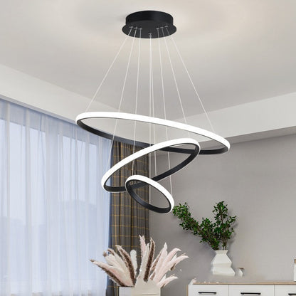 Adjustable Modern Iron LED Fish-Line Chandelier – Smart Eye-Protection Dining Pendant – Duvencioglu
